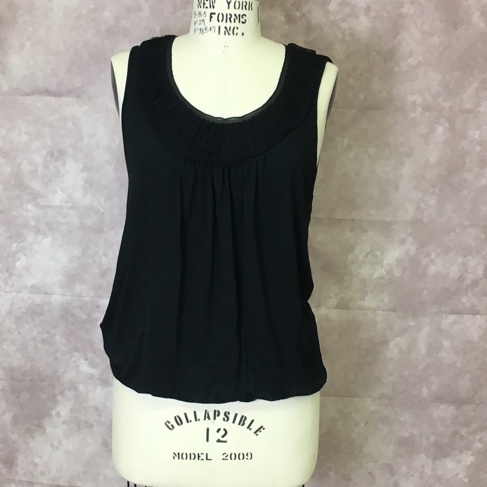 Black Ruffle-Neck Top